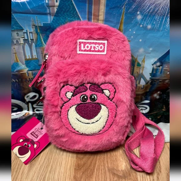 NWT Disney Lotso Bear Plush Crossbody Bag Cell Phone Holder - Picture 5 of 5